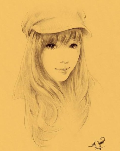 逼真的素描美女