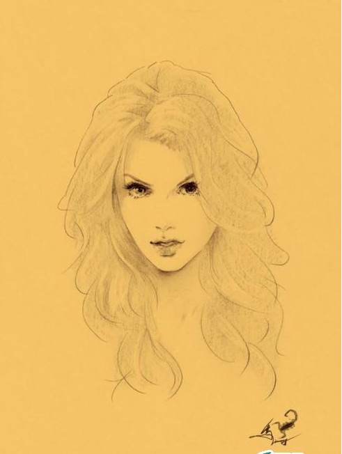 逼真的素描美女