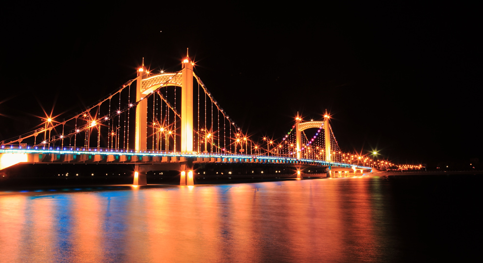 朝阳大桥夜景(不同两种拍摄方式)