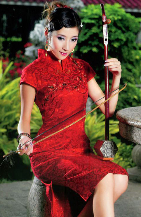 壹美佳人女装红色旗袍裙