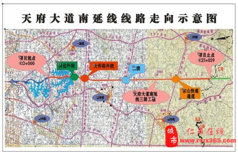 [推荐]天府大道南延线线路走向示意图