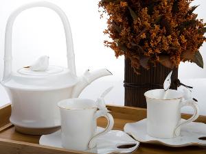 简爱家茶具 鹊中林5头茶具 整套茶具套装 杯碟套装 情侣杯碟