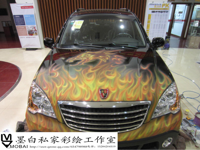 墙体彩绘 汽车彩绘 手绘墙 墨白私家彩绘工作室高清图片