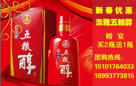 淡雅五粮醇新春优惠促销婚宴买二送一/团购三送一